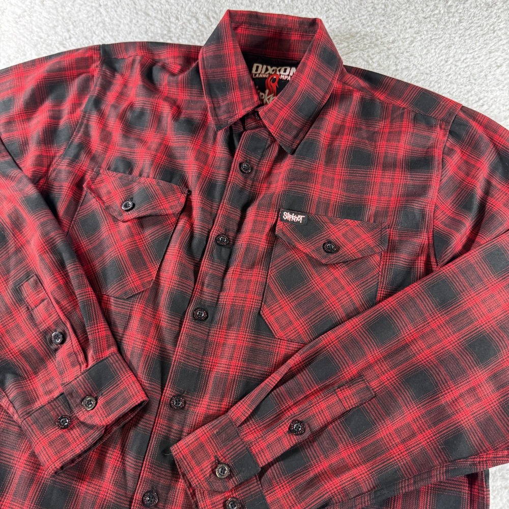 Dixxon Flannel Company Slipknot Men's Sz Large Red Black Plaid Button-Up Collab